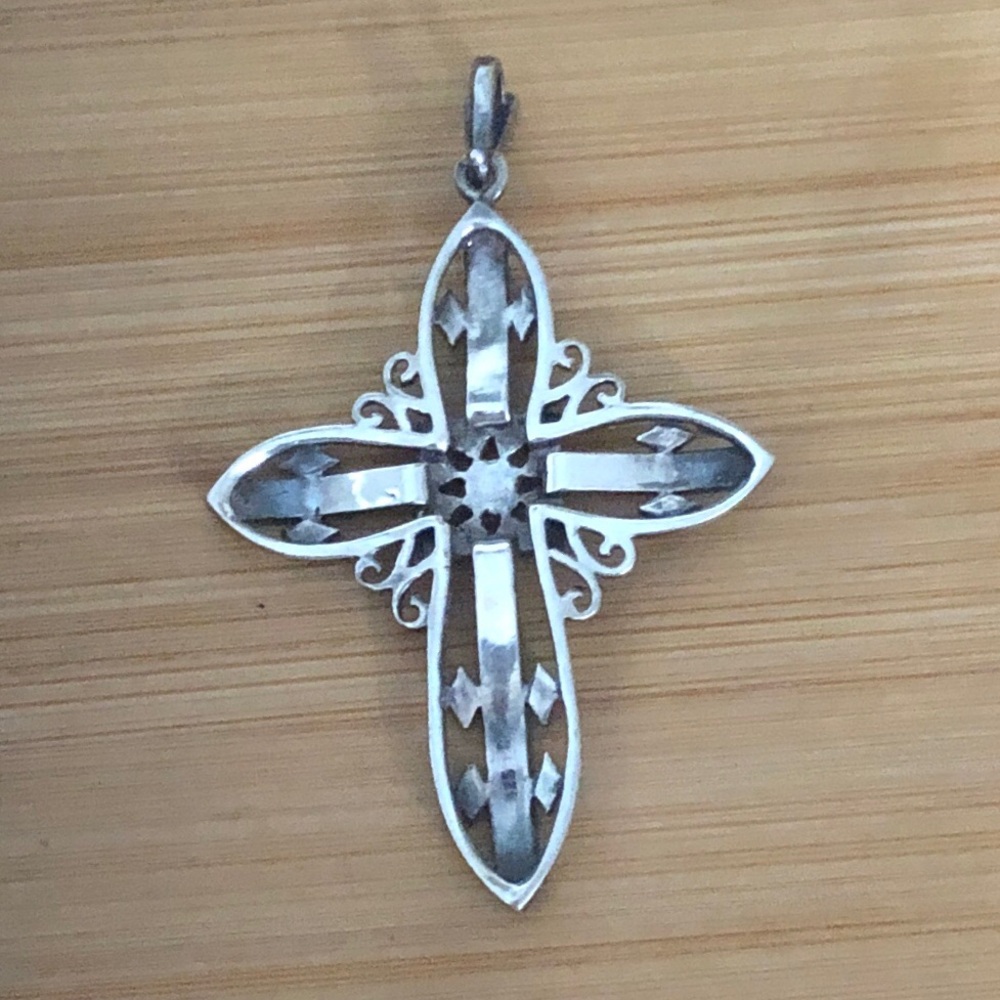 $47  Designer Estate Cross  Sterling Silver  Marked CBJ 925 - Picture 5 of 5